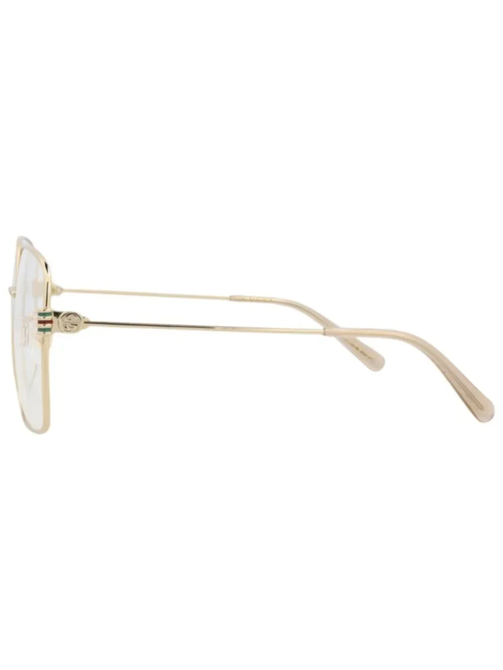 New Gucci Women's Eyeglasses Square Rectangle Metal Frame Gold Gold Transparent